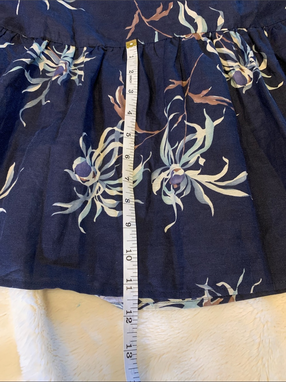 ANN MASHBURN Navy Floral Maxi Dress with Cream and Tan Accents - Picture 9 of 9